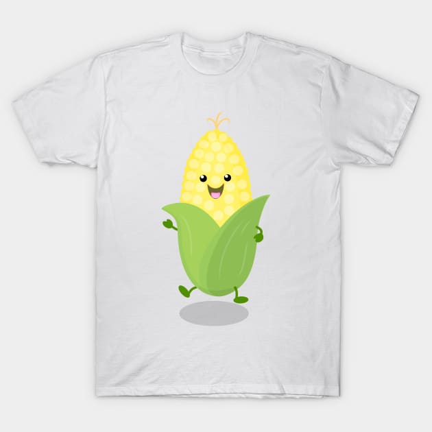 Cute happy corn cartoon illustration T-Shirt by FrogFactory